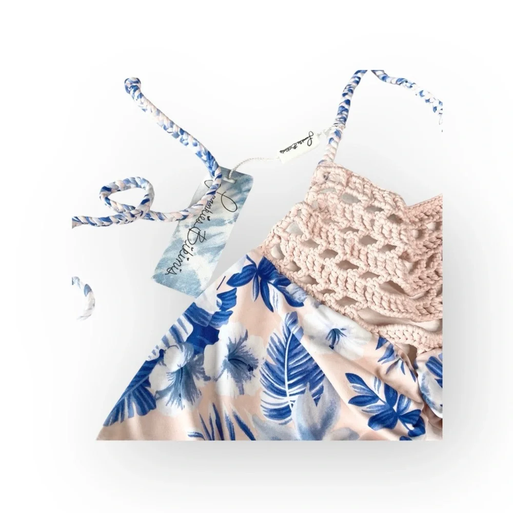 new Frankie’s Bikinis ☀︎︎ Mimi Marina Crochet Bikini Set☀︎ ︎Hawaiian Blush Print